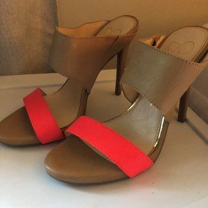 Nude & Coral Sandal Heels